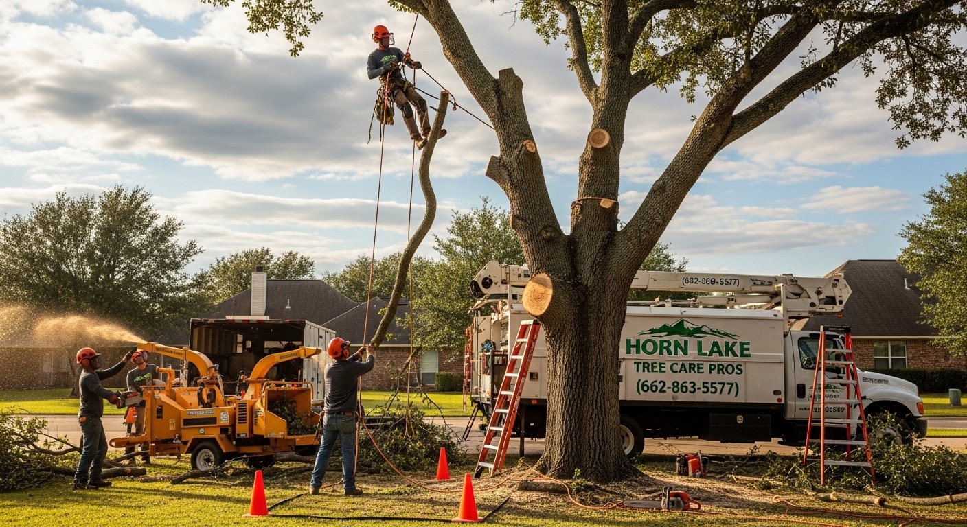 Tree Leaning Toward House in Horn Lake, Mississippi